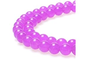 Jartc rotonda naturale lavanda giada perline sciolto per fai da te bracciale collana creazione di gioielli filo 34CM,(6mm)