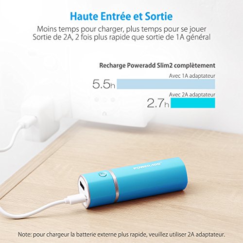 Poweradd Slim2 5000mAh Chargeur Portable Batterie de Secours Externe Apple Adapteurs Non Inclus  pour iphone 7  iphone 7 plus  samsung S7 et D   autre