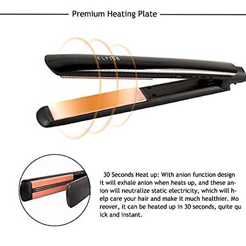 ELFINA Professionelle Glatteisen haarglätter mit breite Keramik Platte, Salon Glätteisen Keramik Haarglätter und LCD EU Stecker für Lange Haare Pflegen- Schwarz - 4