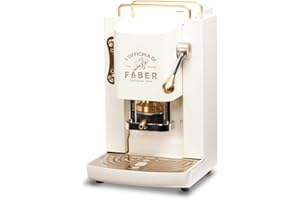 FABER COFFEE MACHINES | Modello Pro Deluxe | Macchina caffe a cialde ese 44mm | Rifiniture ottonato | Pressacialda in ottone regolabile | elettrovalvola di serie (PURE WHITE)