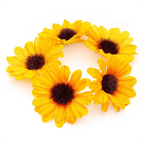 Daisy Flower Bun Ring Garland Scrunchie Elastic Hair Band (YELLOW).