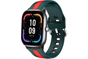 Niboow Pasek 20 mm do Amazfit GTS 4 / GTS 4 Mini / GTS 3 / GTS 2e / GTS 2 Mini / GTS 2, silikonowy, regulowany, zapasowy pasek do zegarka Amazfit Bip 3 Pro / Bip 3 / Bip S / Bip Lite / Bip U Pro, zielony/czerwony