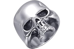 PAURO Homme Bague Tête de Mort Ancien Punk en Acier Inoxydable
