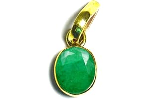 55CARAT Real Green Emerald Panchdhatu Locket 5 Carat Oval Shape Gemstone Gold Plated Pendant For Astrology Use