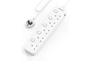 Mscien 3M Extension Lead 5 Way Plug Sockets with Individual Switches, Overload/Surge Protection Wall Mountable Power Strip 3 metre Extension Cable 13A/3250W
