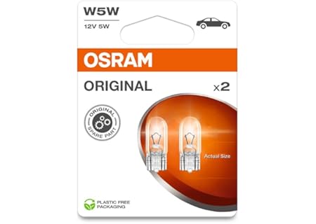OSRAM ORIGINAL LINE 12V, W5W, signallampa, kilfot i glas, dubbel blister (2 lampor) - Amazon Deal & Rabatt