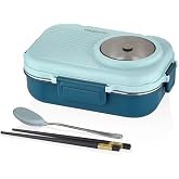 Vagonlife Beslenme Kutusu Paslanmaz &Ccedil;elik - 1100 ml Sos (Yoğurt) Kaseli Yeni Nesil Lunch Box (Mavi)