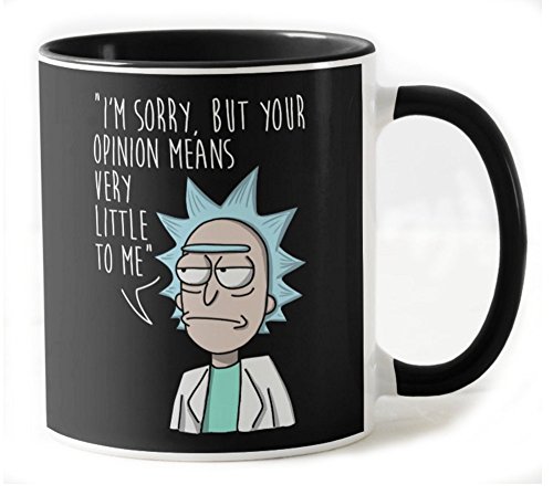 1571-Taza ceramica, Rick and Morty - Your Opinion (Legendary P,)negro 