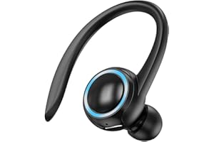 COOFINE Bluetooth Headphone Single Ear Hook Wireless Headset with Mic Waterproof Earphone Hands-Free Cell Phones Earpiece for Office, Sports, Truckers, Driving black