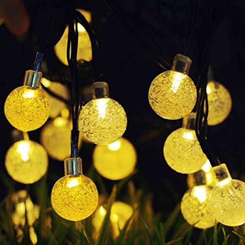 Gerhannery Solar String Lights, Waterproof outdoor Globe Lights 2 Modes, 20 ft 30 LED Fairy Crystal Ball Lighting for Christmas Trees, Garden, Patio, Wedding, Party and Holiday Decorations, Warm White