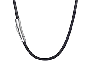 jagosen 3MM Kette Herren Leder Halskette Herren 51cm/20inch Lederkette Herren Lederband Kette Mit Verschluss Kautschuk Lederhalsband Herren für Surfer Männer