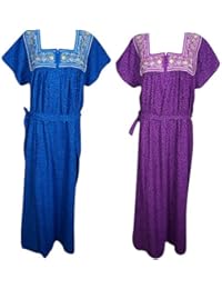 Indiatrendzs Women's Nighty Printed Cotton Blend Sleepwear With Tie Belt Combo Of 2 (Chest 50)