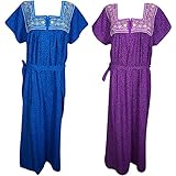 Indiatrendzs Women's Nighty Printed Cotton Blend Sleepwear With Tie Belt Combo Of 2 (Chest 50)