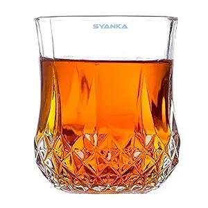 Syanka Crystal Delux Whiskey Glasses Set of 2 (Barware for Scotch, Bourbon, Liquor and Cocktail Drinks, 320 ML)
