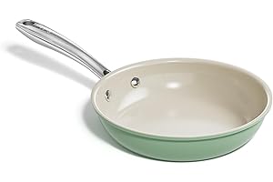 Redchef Ceramiczna patelnia indukcyjna 20 cm, powłoka nieprzywierająca, powłoka ceramiczna, patelnia z uchwytem ze stali nierdzewnej, nie zawiera PTFE, nie zawiera PFOA, bez PFAS, odporna na piekarnik