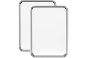 TERLULU Baking Tray Set of 2, Stainless Steel Baking Sheets Pans, Large Professional Oven Trays for Cooking Serving, Non Toxic & Healthy, Mirror Finished & Dishwasher Safe, 40.5x30.5x2.5cm