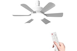 Kouamor 46cm Screw in Ceiling Fan Light, Ceilings Fans with Light and Remote Control, 40w Ceiling Fans Lightss Dimmable, E27 Ceilings Fanss Lamp with 6 Blades, 3 Speeds Timing, Silent (white)