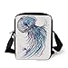 Produktbild Jellyfish,Aqua Colors Art Ocean Animal Print Sketch Style Creative Sea Marine Theme,Blue Purple White Print Kids Crossbody Messenger Bag Purse
