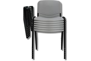 VO DESIGN EUROPOLTRONE Kit 6 Sedie Grigio Sedute Polipropilene Bracciolo Tavoletta Scrittoio Studi Medici Uffici Sale Conferenza Meeting Resistente Certificato CATAS (Grigio)