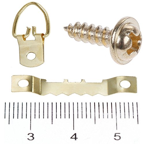 Goldge 120pc Aufhänger für Holzrahmen Mit 220pc Schrauben ,Zackenaufhänger D-Ring Rahmenaufhänger für Bilder Keilrahmen Gemälde Holzrahmen