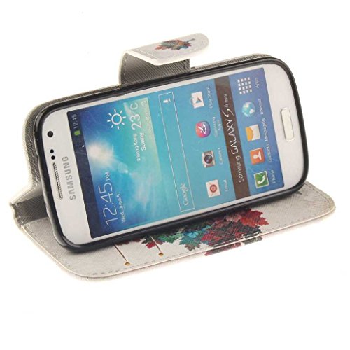 Samsung Galaxy S4 Mini Hülle, BoxTii® Schutzhülle + Frei Hartglas Displayschutzfolie, PU Leder Hülle mit Kartenfächern Magnetverschluss und Ständer Funktion für Samsung Galaxy S4 Mini, Kratzfeste Weiche Lederhülle Flip Wallet Ledertasche Wickelfalz Handyhülle mit Silikon Rückschale Case Cover für Samsung Galaxy S4 Mini (#13 Baum) - 3