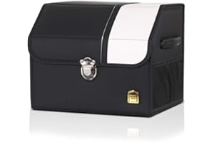 Ergocar Organisateur de Coffre de Voiture de Léopard Sacs pour Coffre de Voiture Grande Capacité Imperméable Organiseurs pour Auto/SUV/Camion (Noir-S)