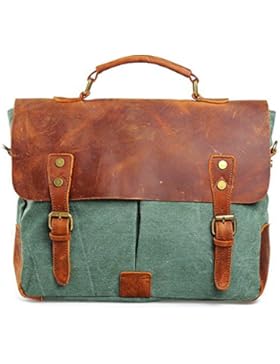 GSPStyle Herren Leder Canvas Taschen Schultertasche Retro Umhängetasche Schultasche Messenger