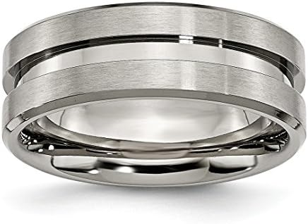 Titanium Brushed 8mm Grooved Wedding Ring Band Size 13.00 Fashion Jewellery for Women Gifts for Her