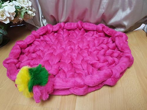PETS CAT DOG BED 100% MERINO WOOL HANDMADE KNITTED NICE GIFT 60 x 50 cm /YELLOW/BROWN/PINK/MINT/GREEN (Pink)
