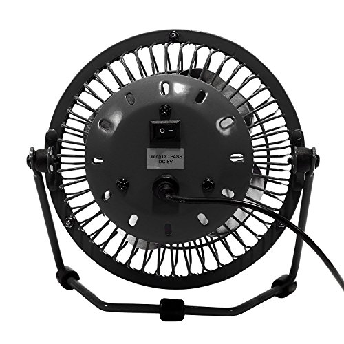 Mini Ventilator USB leise Computer Tischventilator Schreibtisch Lüfter Glamouric Tragbarer Windmaschine 4 Zoll 360°Drehbar anschluss Gehäuse Rotorblätter aus Metall Fan Für Büro Laptop (Schwarz) - 5