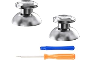eXtremeRate Aluminium Thumbsticks for PS5 Controller, Custom Metal Analogue Stick Buttons, Joysticks, Accessories for PS4 Controller (Silver), No Controller
