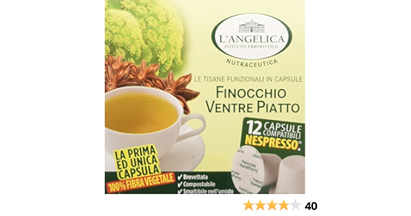 L Angelica Tisana Ventre Piatto In Capsule Compostabili 100 Fibra Vegetale Compatibili Nespresso Tisana Funzionale Con Finocchio E Anice Stellato Distensiva 12 Capsule Amazon It Alimentari E Cura Della Casa