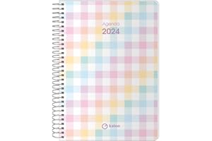Q Kalon - Agenda 2024 da gennaio a dicembre (12 mesi) - Pagina giornaliera - A5 (15x21 cm) - Spirale metallica - Vichí