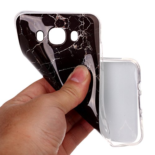 Cozy Hut Für Samsung Galaxy J7 2016 Handyhülle mit Marmor / Marble Design(schwarz / weiß) | Handytasche | | Schale | | Hülle | | Case | Handy-etui | TPU-Bumper | Soft Case | Schutzhülle Cover für den optimalen Schutz ihres Samsung Galaxy J7 2016(SM-J710) 5,5 Zoll – Schwarzer Marmor - 5