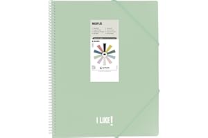 Grafoplas - Carpetas de Fundas Plastico a4, Maxiplas Like, Verde Claro, 60 Fundas Transparentes, Espiral PVC, Perfecta para Archivar Material Escolar y de Oficina