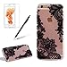 Produktbild (Nicht für iPhone 6 Plus/ iPhone 6S Plus) Silikon Transparent Hülle für iPhone 6S, Girlyard Weiche TPU Case Schwarz Blumen Lace Muster Entwurf Ultra Dünn Flexible Crystal Klar Backcover Anti-Kratz Anti-Fingerabdruck Schutzhülle für iPhone 6/ iPhone 6S 4.7 Zoll