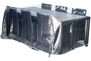 Jet-Line Abdeckplane Abdeckhaube Abdeckung Schutzfolie Gartenmöbel Neu - 2,3 x 1,3 x 0,8 m - klar Transparent Plane Abdeckung Garten Möbel passend für Tische bis Zwei Meter Länge