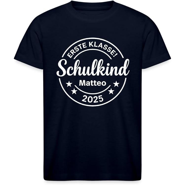 Kinder T-Shirt „Ich Bin Erstklassig“ Für Jungen – Schulanfang 2025, Größe 128 (7/8 Jahre), Weiß, 100% Baumwolle