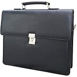 Men’s Briefcases Business Office Lawyer New PU Leather Attache Case with Locks 15.6" Laptop Messenger Bags for Men Black