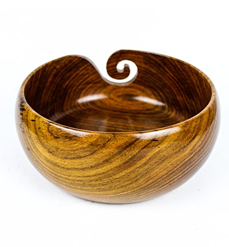 Premium Rosewood Crafted Wooden Portable Yarn Bowl | Knitting Bowls | Crochet Holder | Nagina International (7 x 7 x 3 Inches) - 9