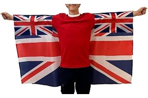 Union Jack-flagga Cape Västen – Flagga Kostym för Festivaler, Parader och Sportevenemang | Lätt Flaggtillbehör | Polyester