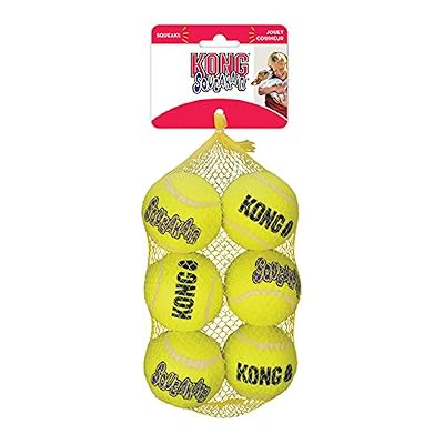 Kong SqueakAir, balle couineuse pour chiens, taille moyenne, paquet de 6 balles pour Chiens