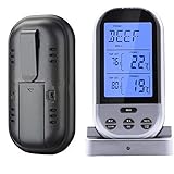 Funk Grillthermometer mit 2 Temperaturfühlern,Goldbeing Bratenthermometer Fleischthermometer für Fleisch Grill BBQ,Ofenthermometer Smokerthermometer für Steak Braten im Ofen (Silber mit Grau) - 