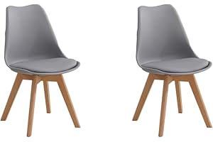 META FURNITURE Dining chairs having wooden legs with cushion padded style, multi-color dining chairs, living room, chair for bedroom, home office furniture (2, Grey)