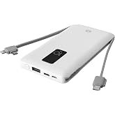 S-link IP-T100C 10000mAh Lightning+Micro+Type C Kablolu Powerbank Beyaz LCD'li Taşınabilir Pil Şarj Cihazı