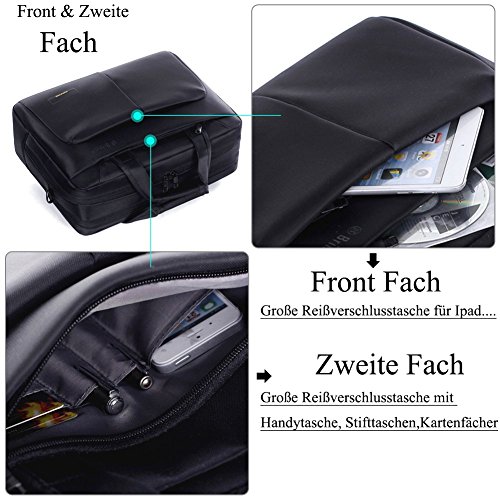 Laptop Tasche, BRINCH 15,6 Zoll Nylon Stil geräumig Multi-Fach Laptop Schultertasche Messenger Bag Handtasche Tablet Aktentasche Umhängetasche für 15 – 15,6 Zoll Laptop / Notebook / Macbook / Tablet Computers,Schwarz - 2