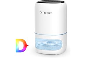 Dr.Prepare Deshumidificateur Electrique Deshumidificateur d air 1L Deshumidificateurs pour Chambre à Coucher Deshumidificateurs la Maison Portable et Ultra Silencieux, Chambre, Bains, Armoire