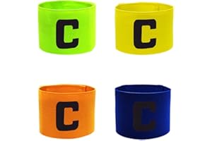 REQAG 4 Pièce Football Captain Brassard Soccer Brassard Professionnel Rétractable Bande de Capitaine de Football Élastique Captain Armband Brassard Capitaine Football Brassard pour Adulte et Junior