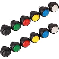 GTIWUNG 12 Stück Mini Momentary Push Button Schalter, 12mm Momentanen Druckschalter, Mini DruckTaster, ON-OFF…