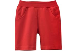imKutie Toddler Boys Shorts Kids Cotton Elastic Waist Joggers Trousers Casual School Shorts Solid Sports Bottoms with Pockets for 1-9 Years
